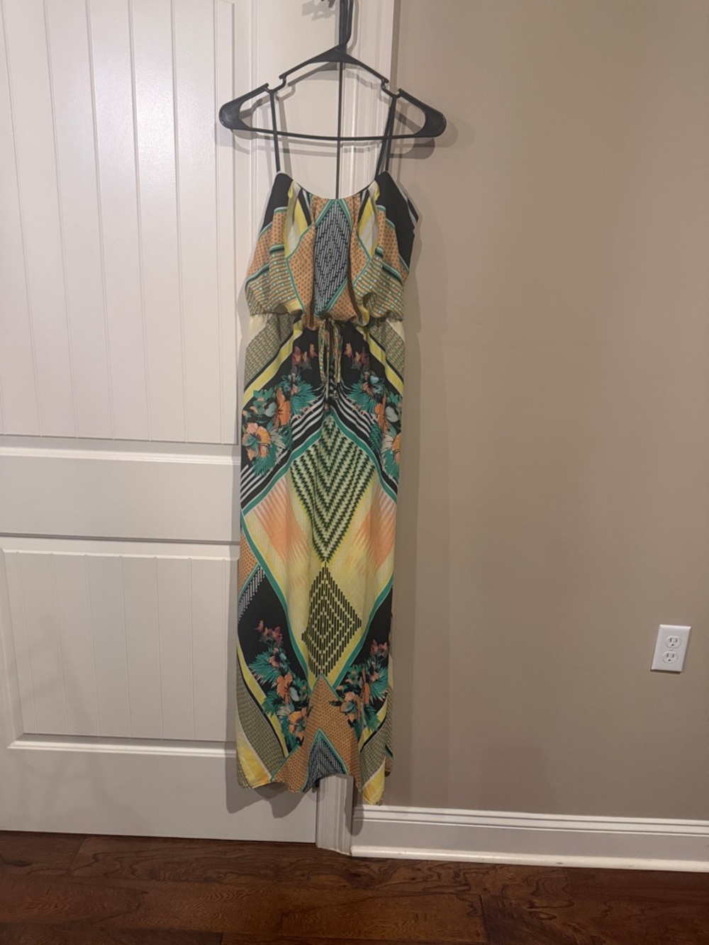City Studio Yellow, Green & Black Printed Maxi Dress